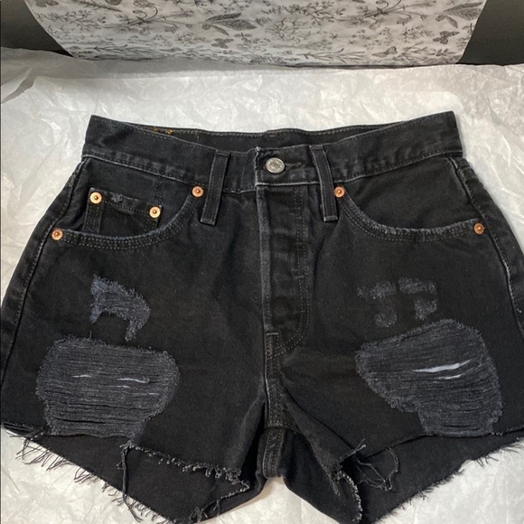 Levi's Pants - Levis | 501 Black Distressed Denim Shorts - W25 - High Rise